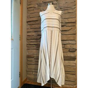 New Sz 14 Silk Nordstrom Collection Sleeveless Striped Dress Sharkbite 8458